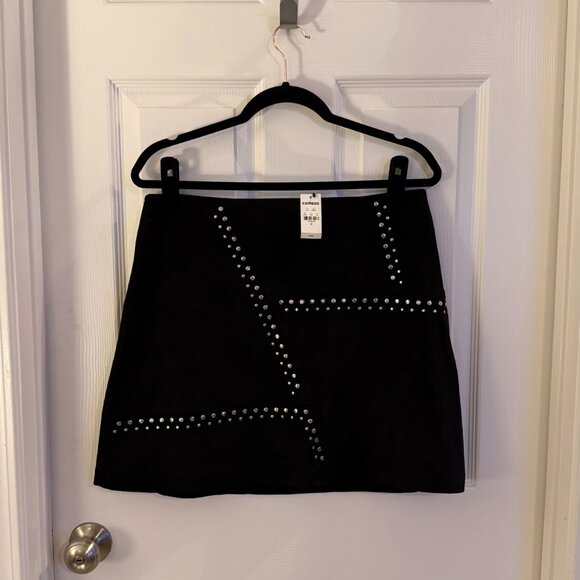 Express Dresses & Skirts - Express NWT Suede Mini Skirt Black with Silver Accents Size 12
